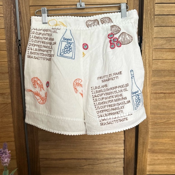 Caroline Constas Cream Embroidered High Waist Shorts - Picture 7 of 14